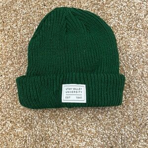 Green Knit Beanie with Patch
